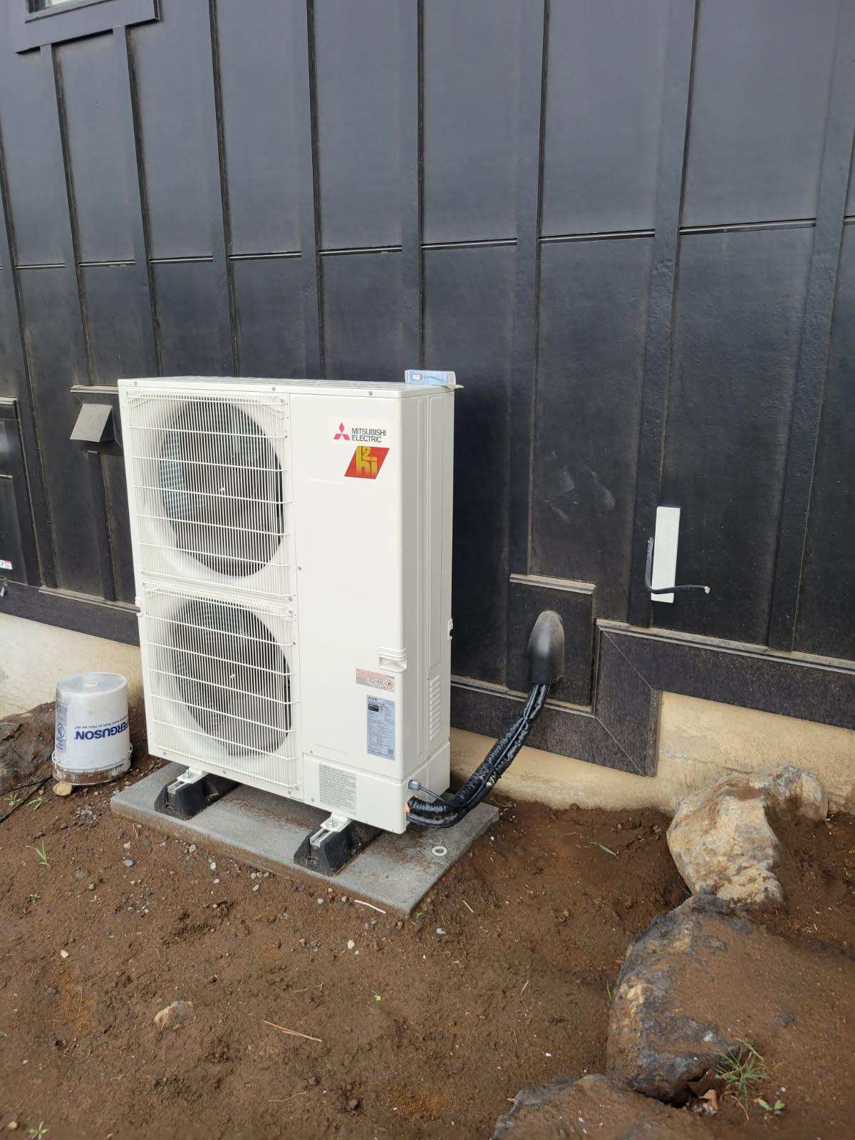 Mitsubishi Electric heat pump outdoor unit installed in Central Oregon